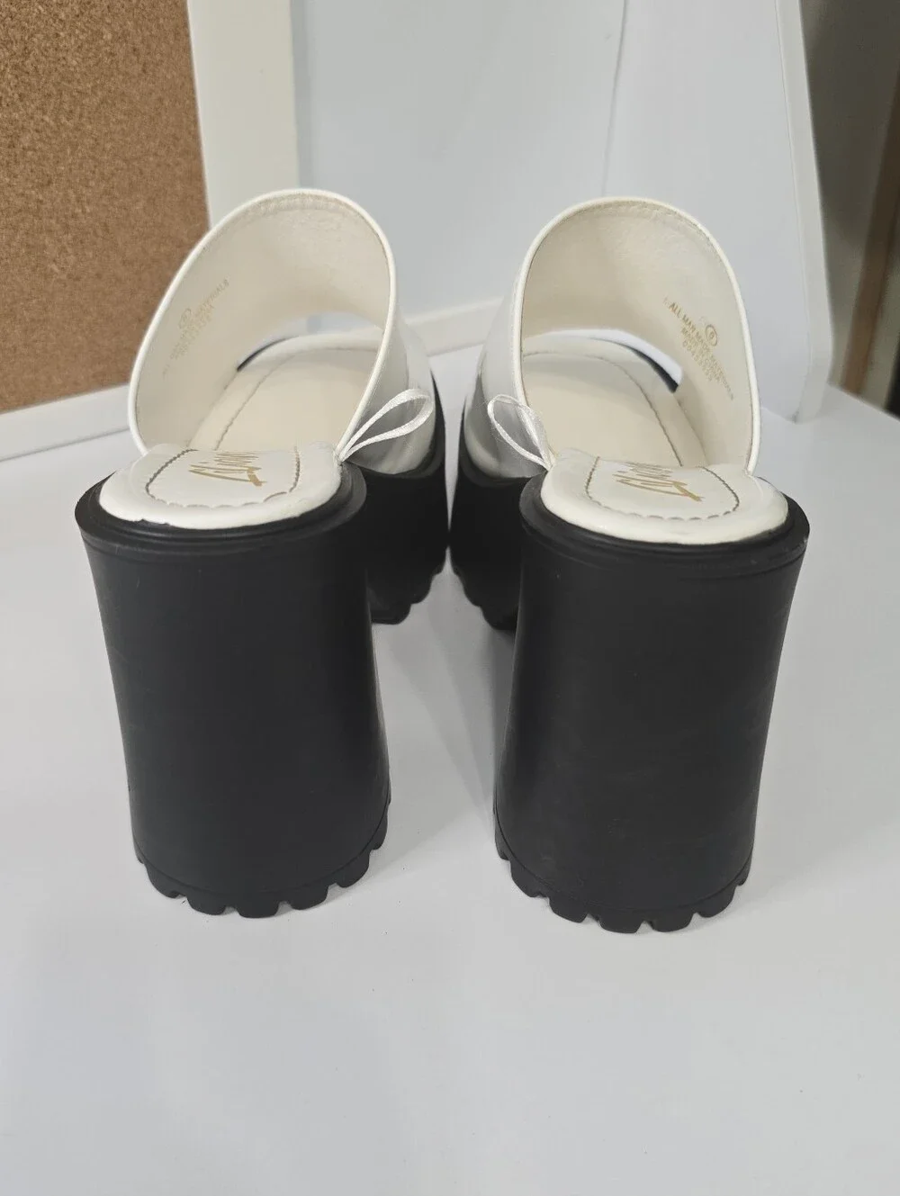 Liliana White Platform Slide Heels for Women